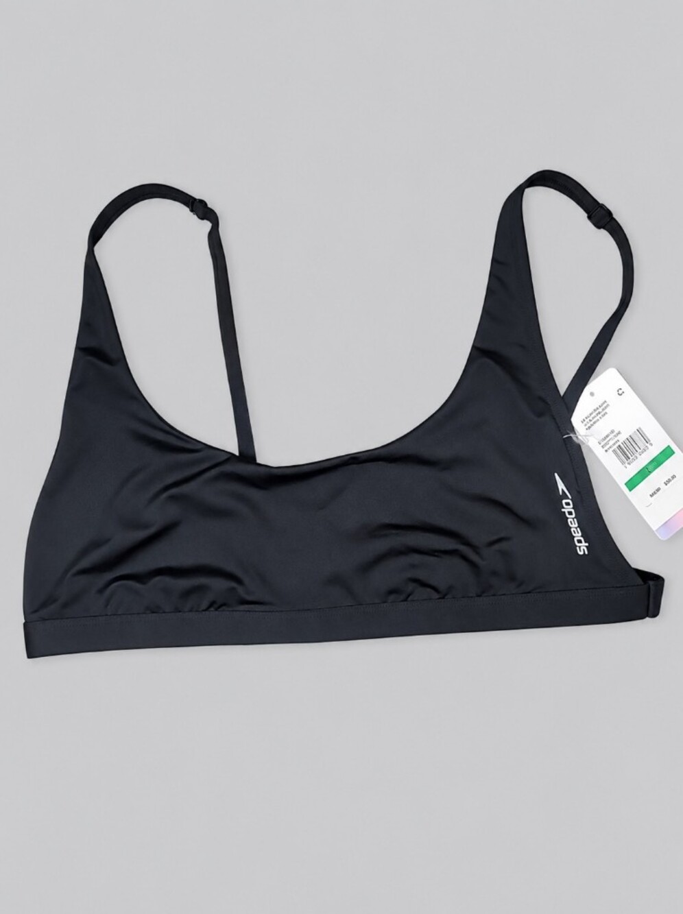 Speedo Black Multi-Way Convertible Bikini Swim Top Size L NWT